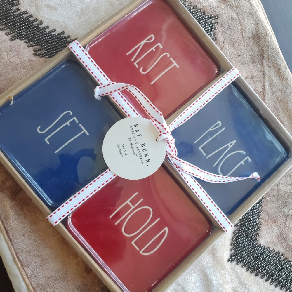 Rae Dunn by Magenta Set of 4 Coasters